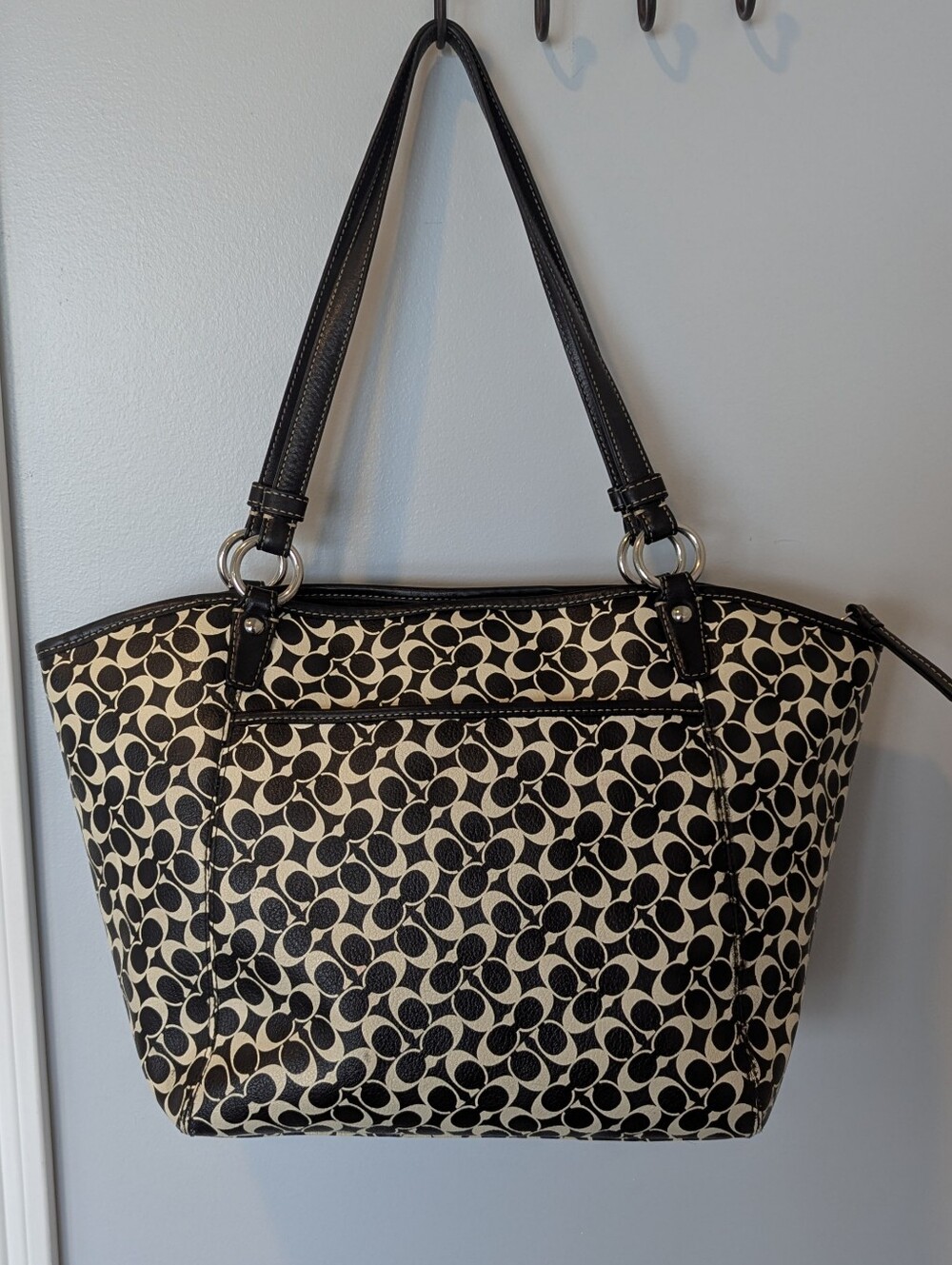Coach Black and Cream Patterned Tote - Picture 2 of 9